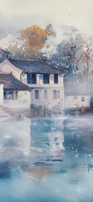 清新江南水墨插画