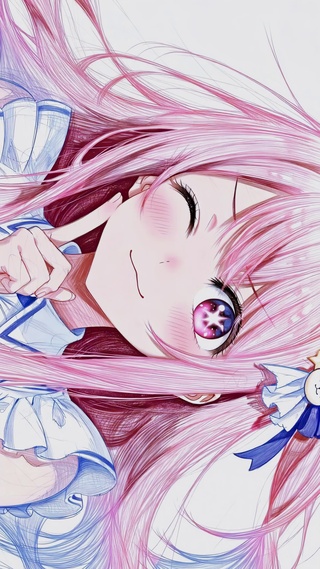 粉发眨眼二次元美少女