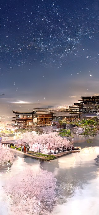 江南古镇樱花雪