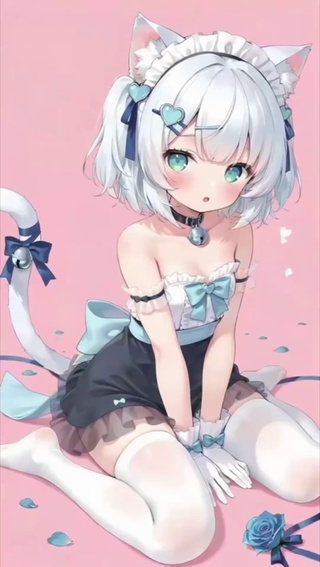 青衣蝴蝶结女孩