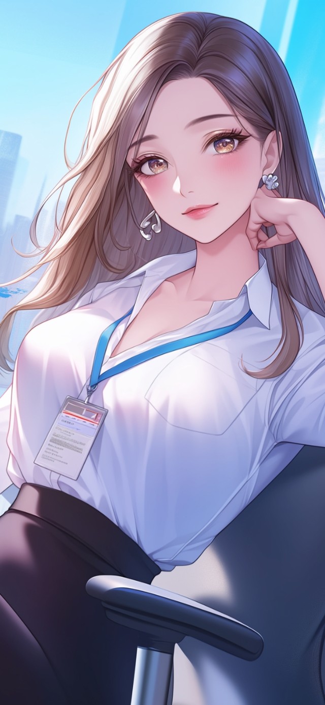 含羞的长发美女