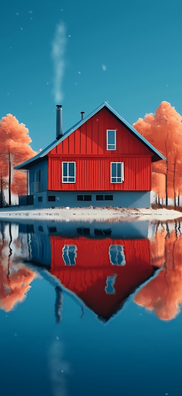 4K唯美简约雪中小屋