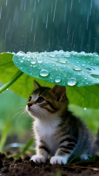 下雨天猫咪