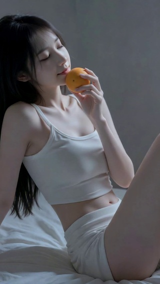 纯欲甜橙白衣女孩
