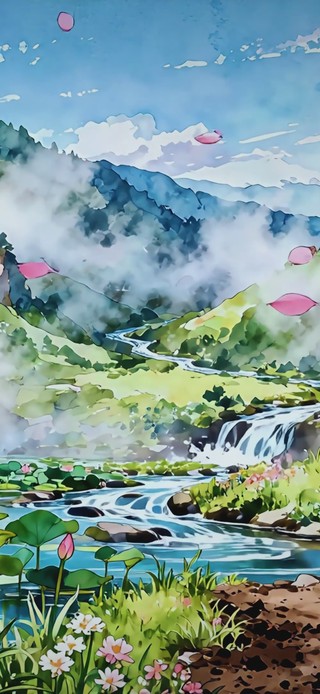 飞瀑莲池
