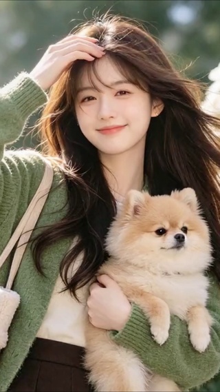 抱宠物的治愈少女