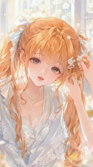 窗边温柔双生金发美少女