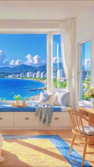 治愈海景飘窗卧室