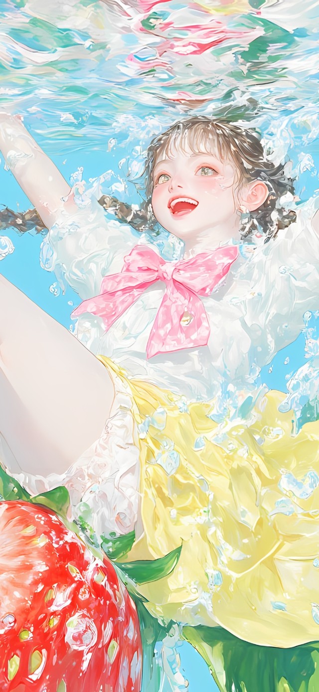 阳光水下草莓女孩