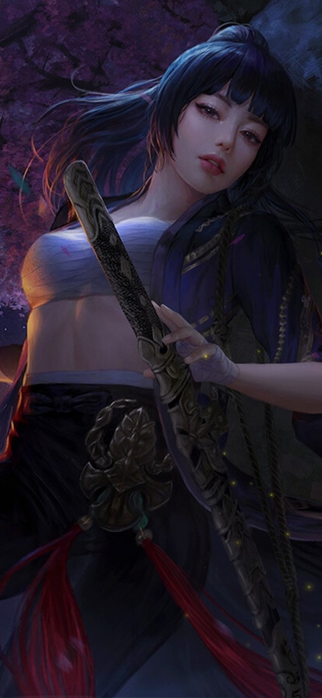 樱花树下武士女孩