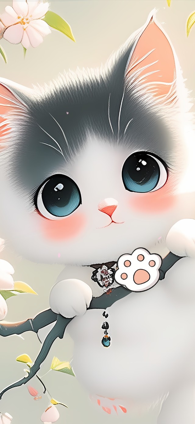 桃花树上猫咪