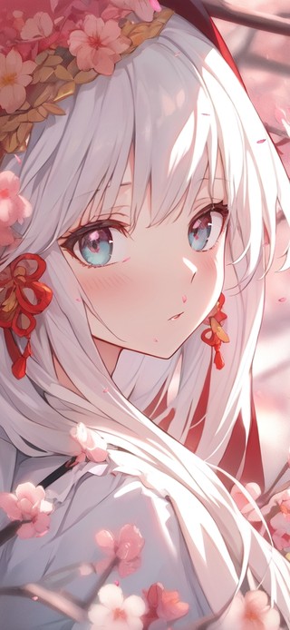 古风樱花白发少女