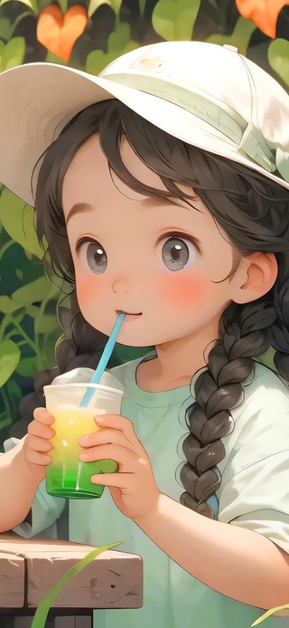 可爱果汁女孩