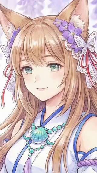 紫藤花下狐耳少女