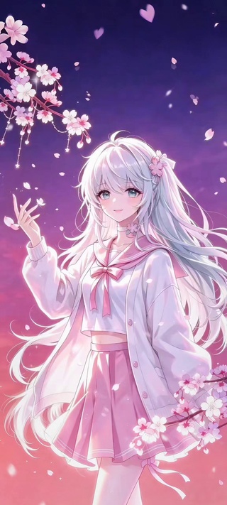 紫霞下的樱花JK少女