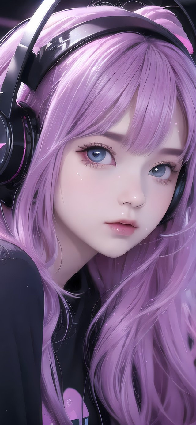 紫发可爱电竞女孩