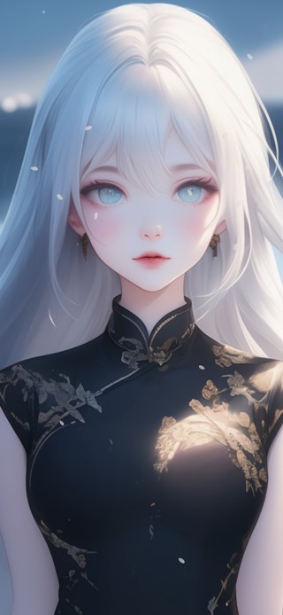 二次元白发旗袍少女
