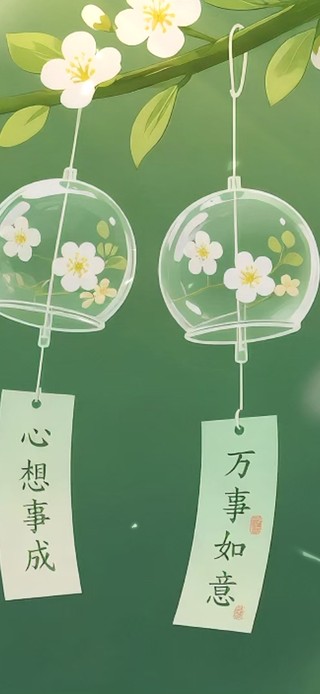 风铃被风吹着轻轻摇摆