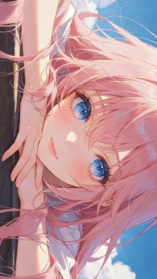 治愈系粉发蓝瞳少女