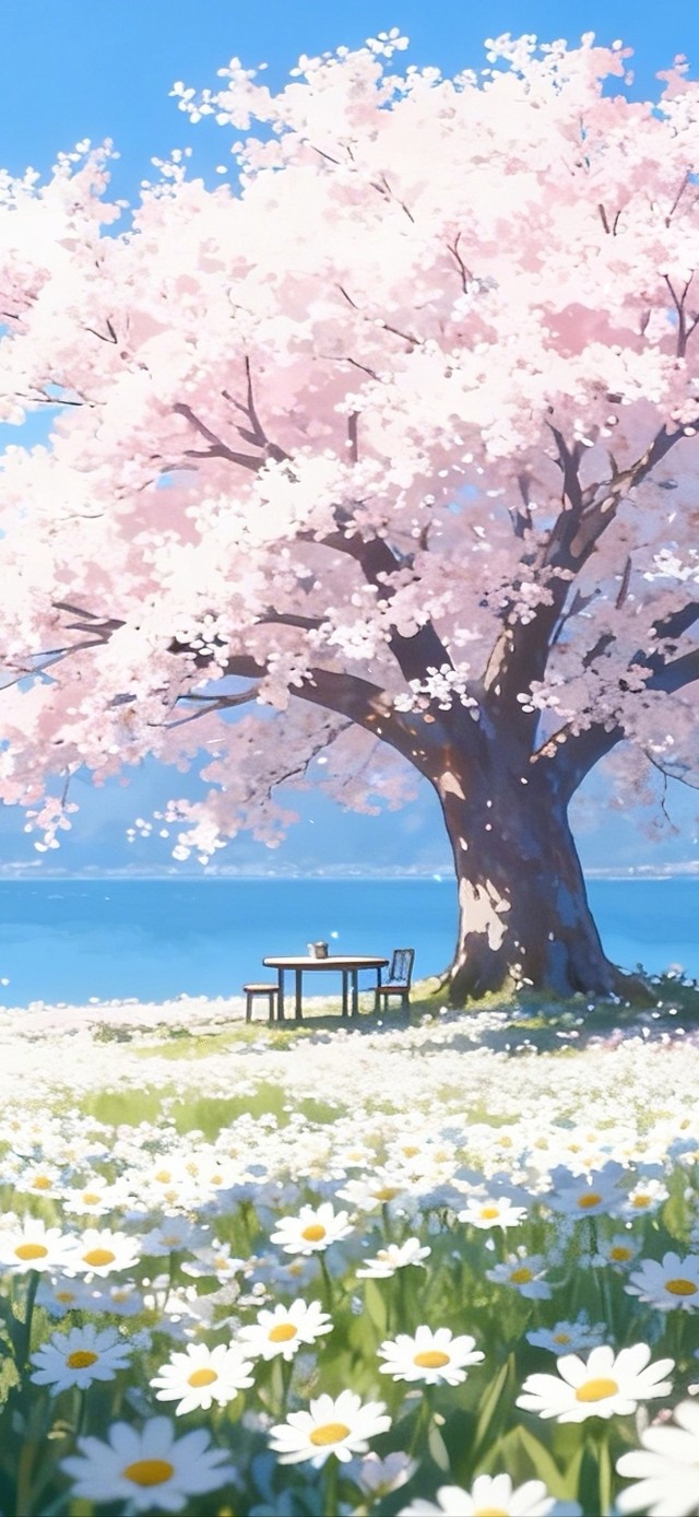 湖边赏春