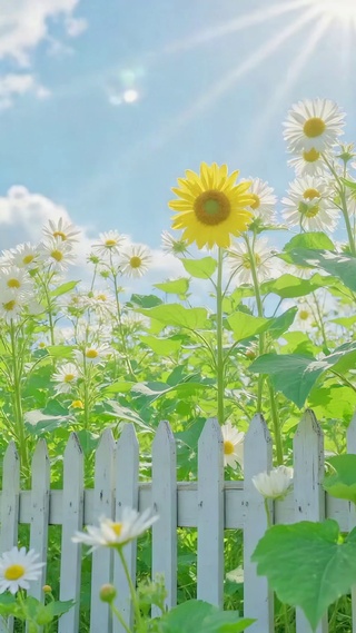 晴日雏菊向日葵花田