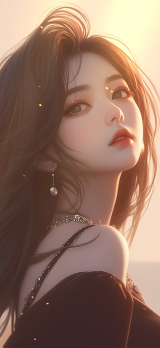 夕阳下的少女