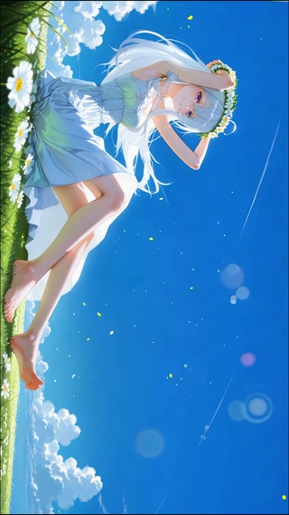 蓝天白云长腿女孩