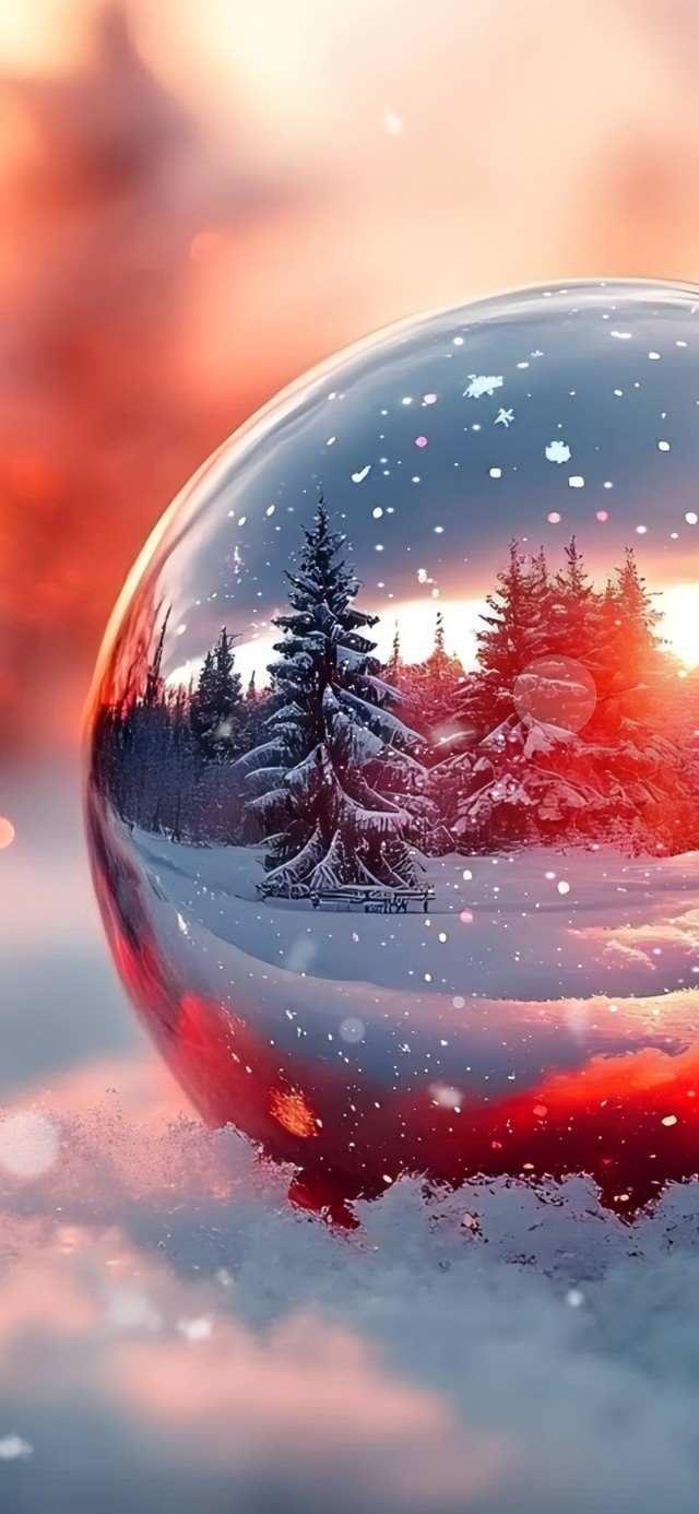 圣诞节雪地上的水晶球