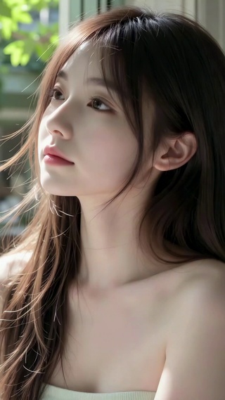 窗边喝咖啡少女