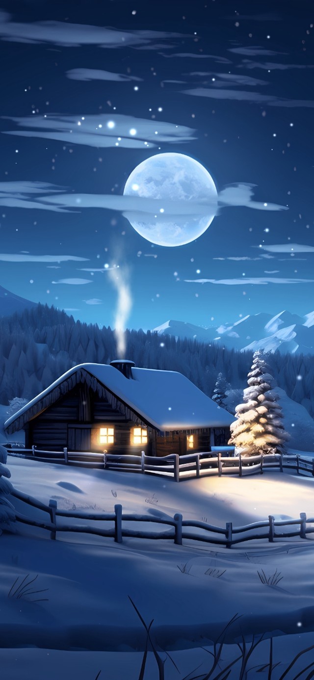 4K唯美治愈雪景小屋