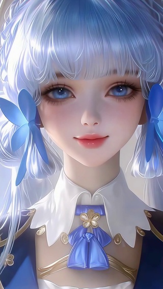 窗边柔光里的蓝发少女