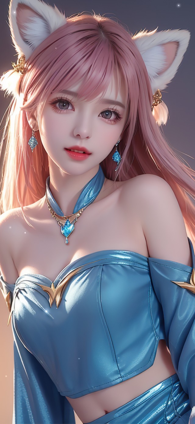 纯欲系粉发狐耳少女