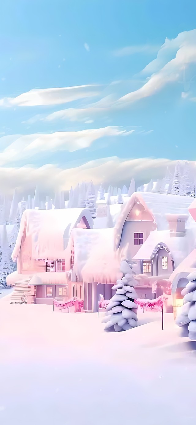 4k白色皑皑小镇