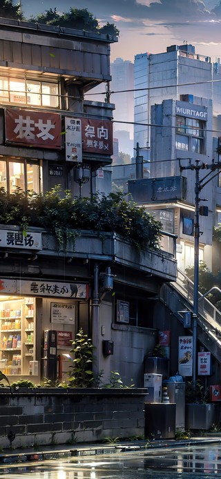 4K唯美治愈雨天日系街道夜景