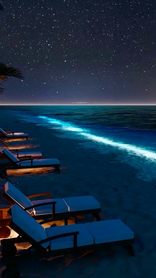 夜空休闲海滩