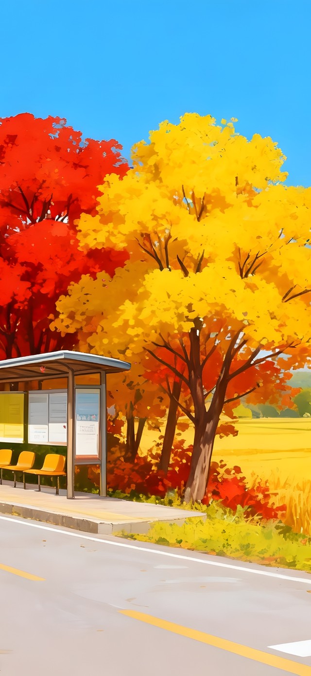 秋天路边的稻田