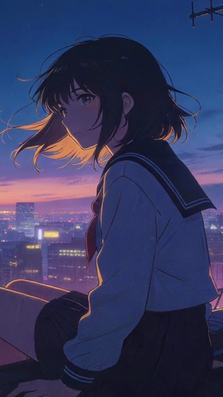 夜晚的天台循环壁纸