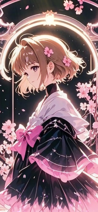 花漾壁纸|樱花树下的魔法少女
