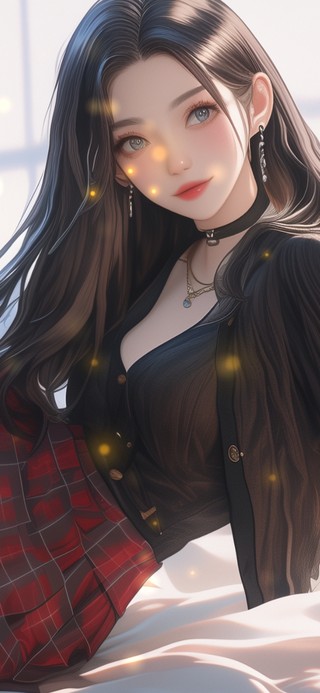 她的长发像夜色一样柔