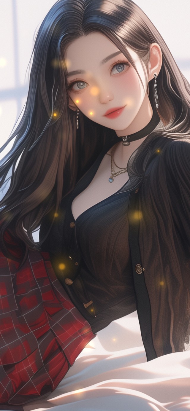 她的长发像夜色一样柔