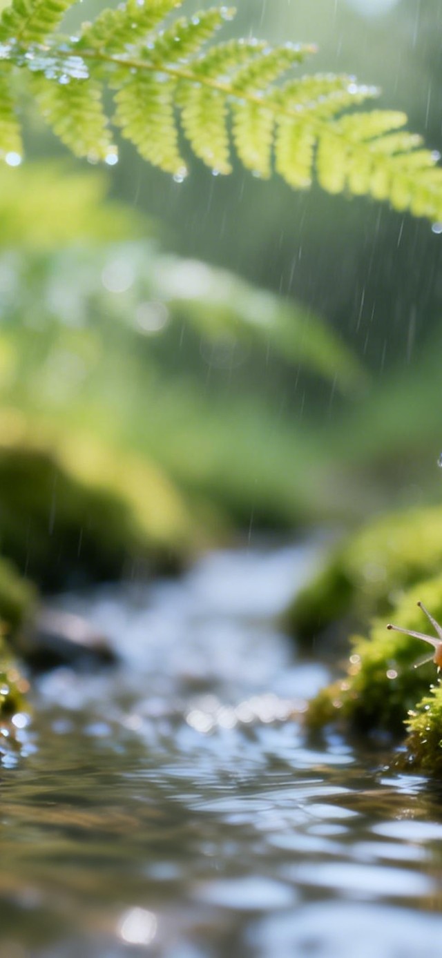 雨后绿色森林苔藓