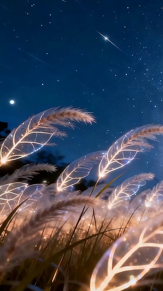 星空夜景树木