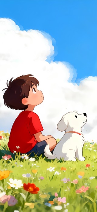 清新草地小狗