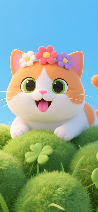 可爱四叶草猫咪