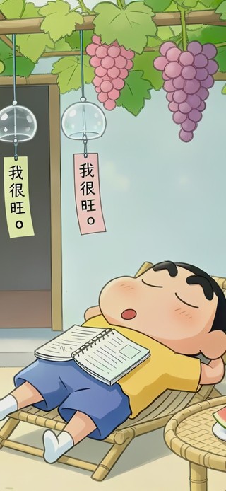 葡萄架下酣睡小新