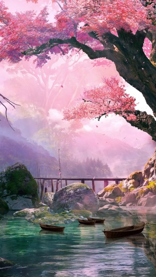 唯美樱花湖