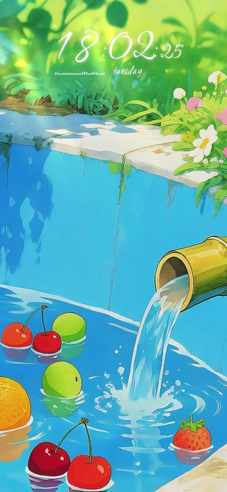 夏日缤纷：水果泳池与繁花梦境