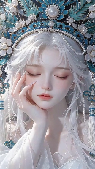 唯美冰裂戏曲少女