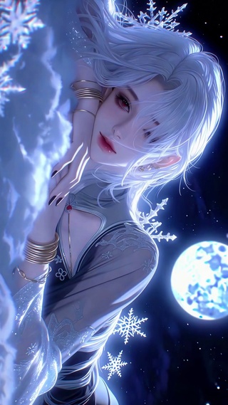 云榻上的清冷红瞳少女