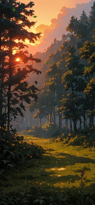 唯美夕阳山野